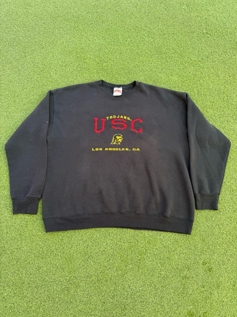 VINTAGE RARE 90s VTG NUTMEG MADE IN USA USC TROJANS BLACK OVERSIZED SWEATER